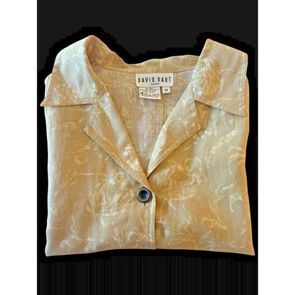 David Dart Woman Linen Blend Button Down Shirt Floral Sleeveless Size 3XL - Picture 7 of 9